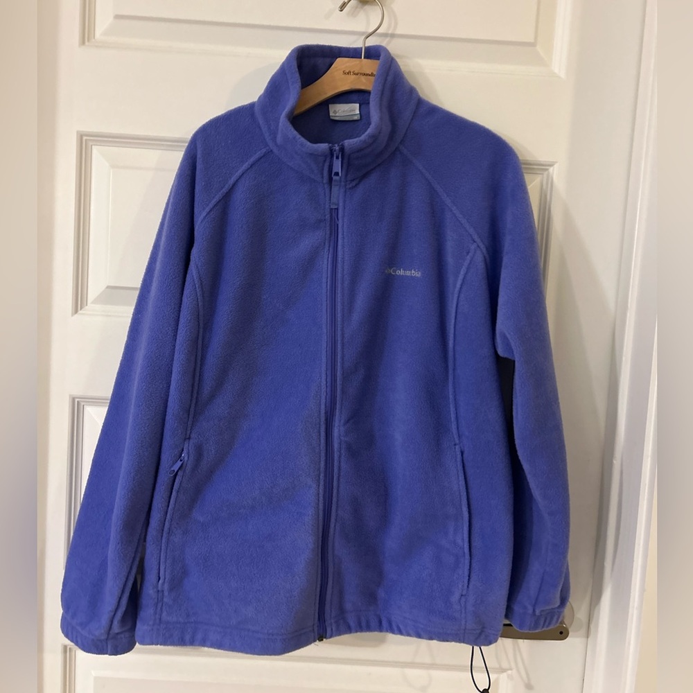 COLUMBIA Fleece Jacket Womens 3X Plus Light Purple Full Zip Long Sleeve EC